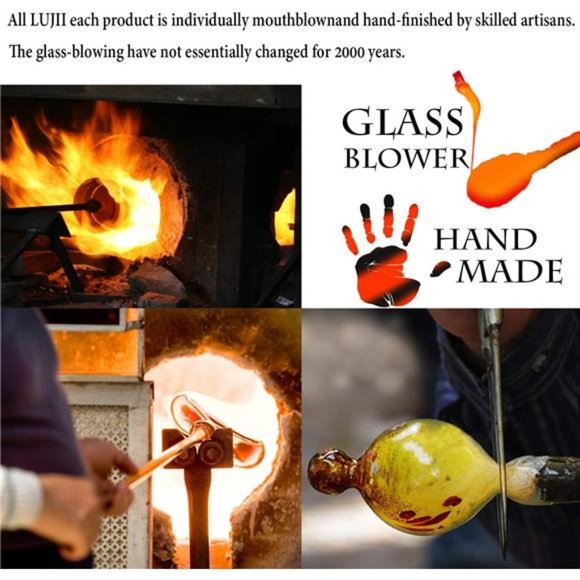 Hummingbird Feeder,Hand Blown Glass Hummingbird Feeder,Never Fade,36 Fluid Ounce - Picture 6 of 6